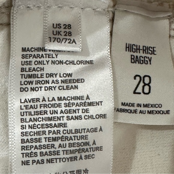 BDG High Rise Baggy Jeans Cream Distressed Wide Leg High Rise Waist - Picture 8 of 9